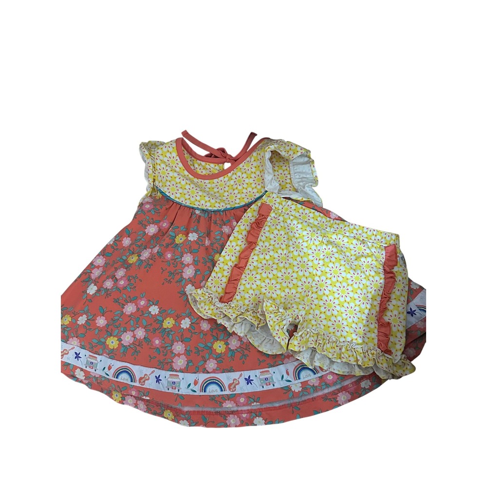 Wild Flowers Girls SZ 6 La La Land Mila Flutter Sleeve Top with Ruffle‎ Shorties